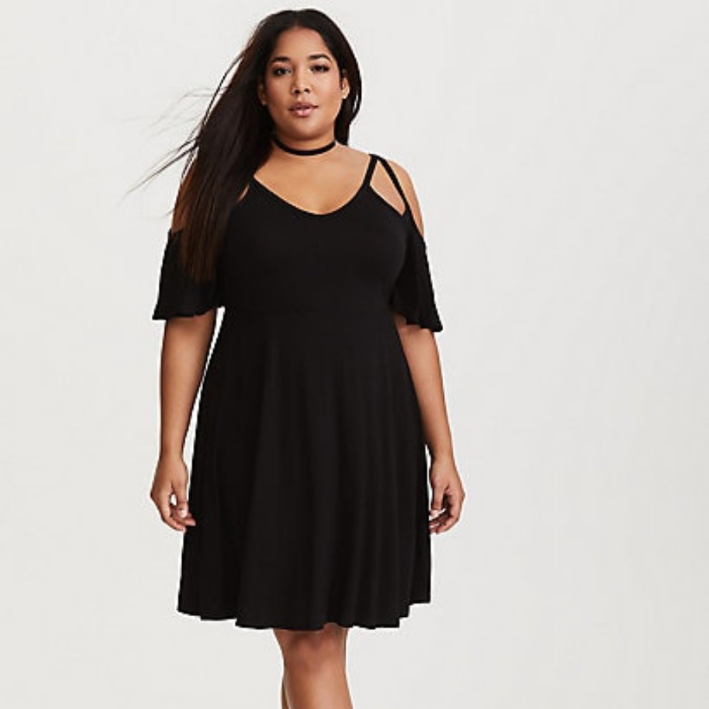 Black Strappy Jersey Skater Dress
